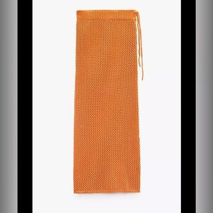 Zara Orange Crochet Skirt w Drawstrings